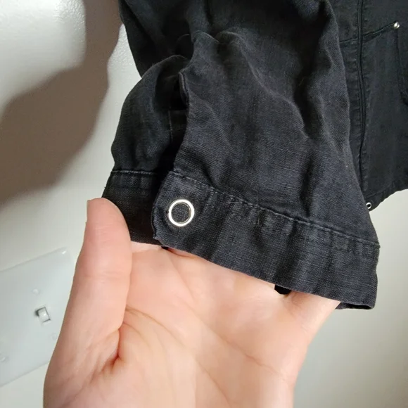 Grace Elements 100% LINEN jacket black lightweight blazer LG women's coat - Picture 5 of 9